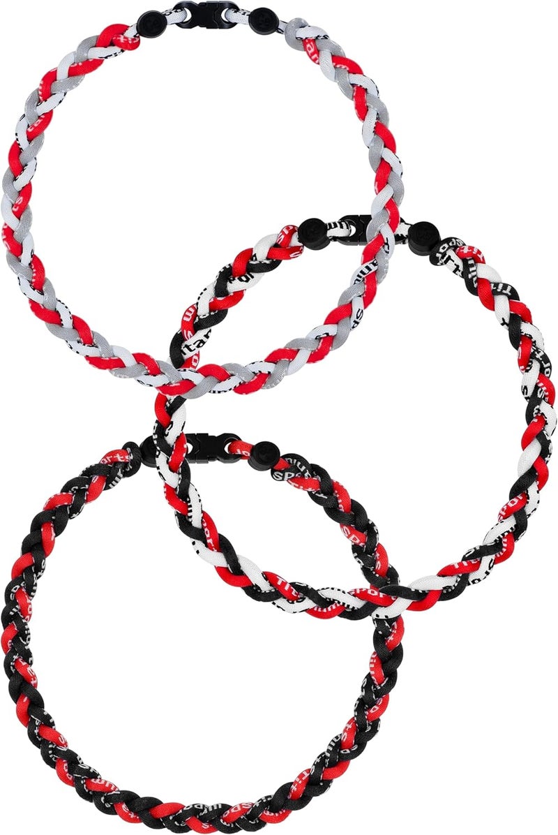 SUPBOMM 3 pcs Baseball Rope Necklaces, League Team Colors Braided Necklace, Baseball Team Gifts - Image 1